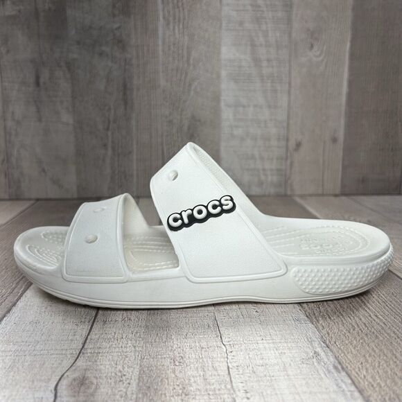 Crocs Women's Classic Slide Sandal Comfort Two Strap Slip On White Size 8 - Picture 7 of 16